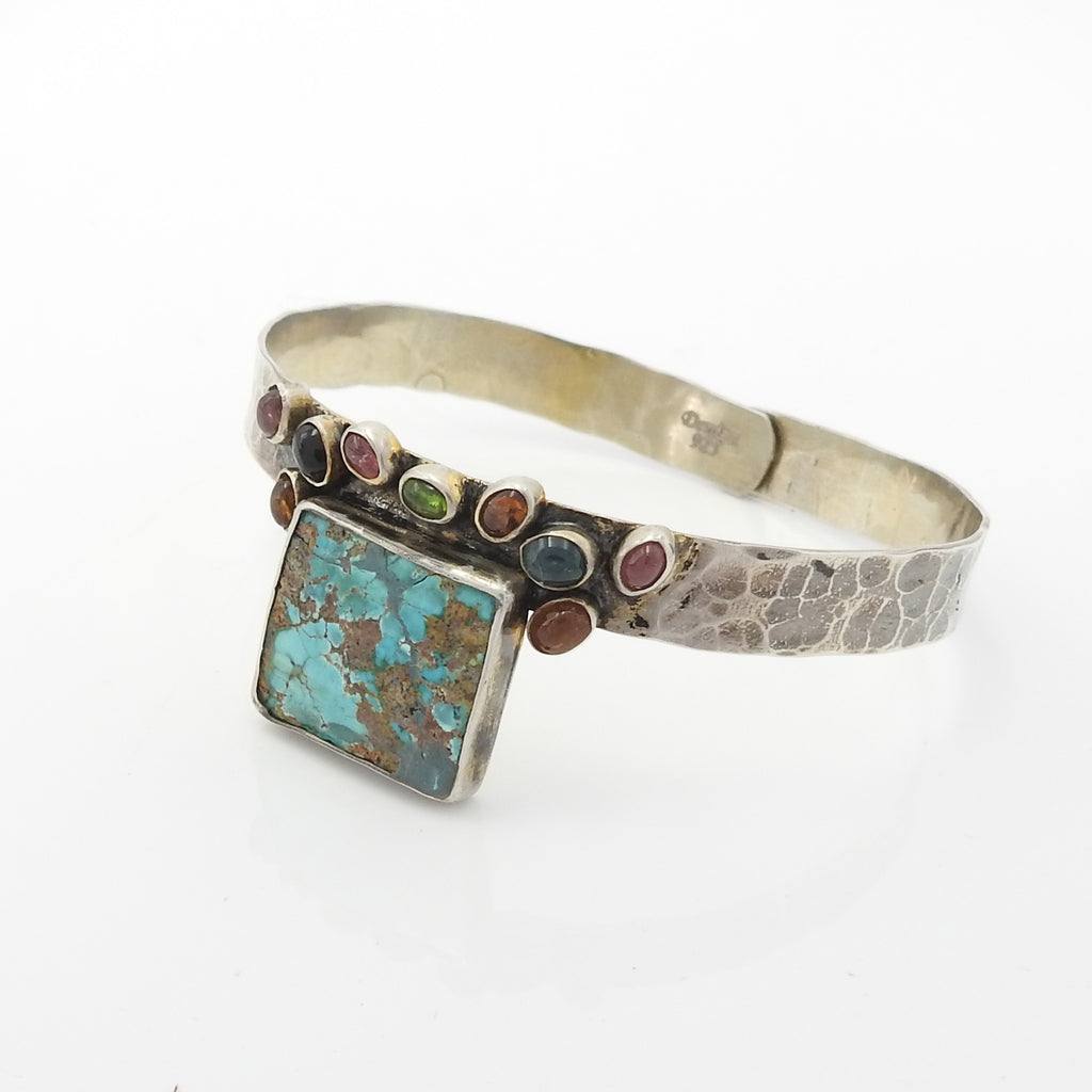 Sterling Silver Turquoise and Mixed Tourmaline Bracelet