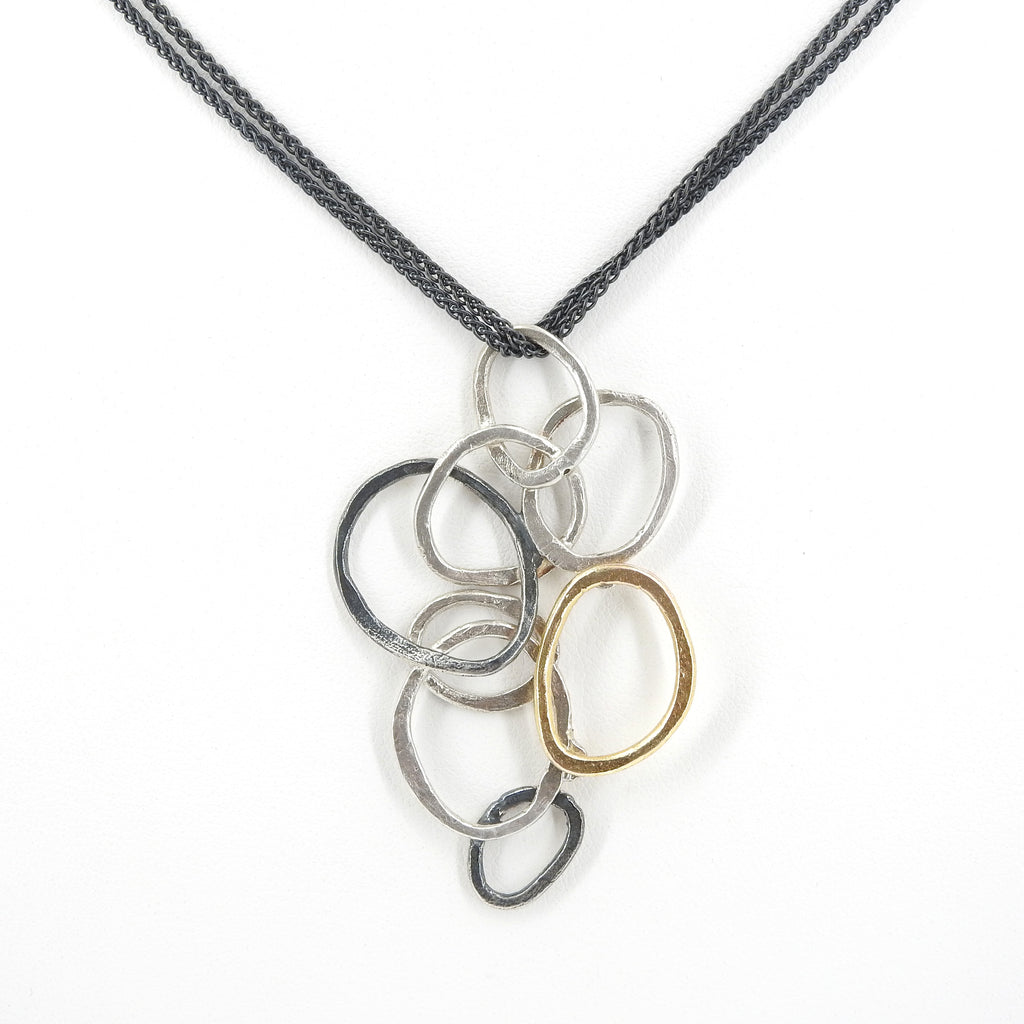 Sterling Silver Three Tone Abstract Necklace