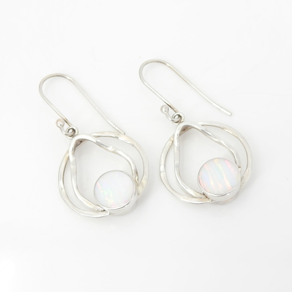 Sterling Silver Created Opal Earring