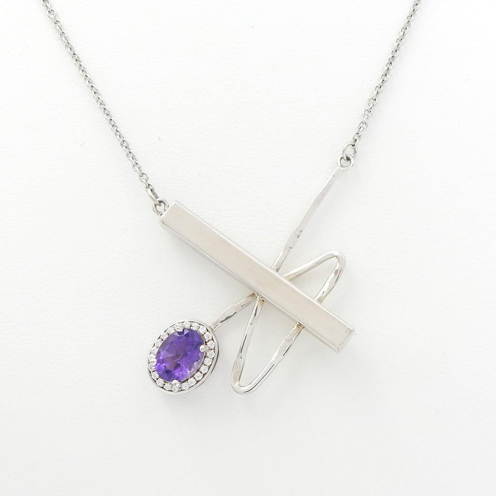 Sterling Silver Amethyst & CZ Necklace