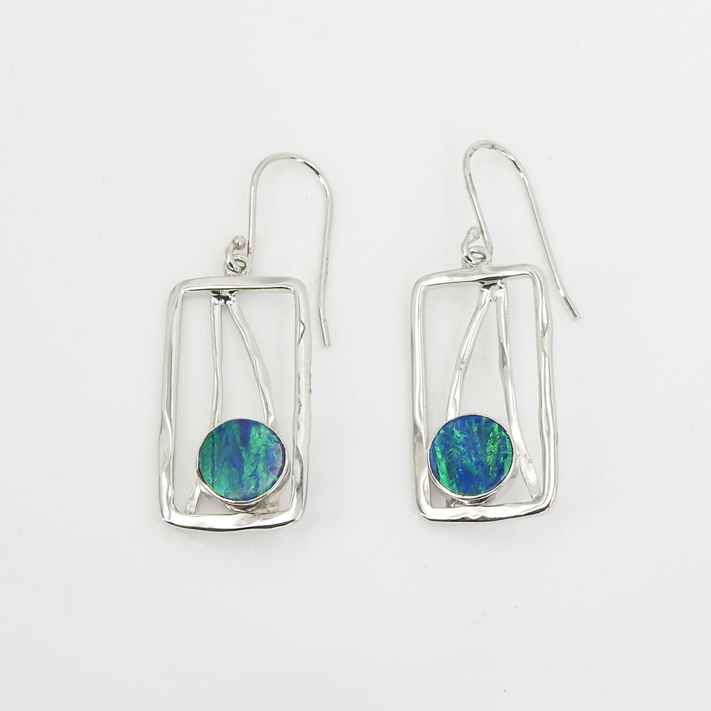 Sterling Silver Created Opal Earrings