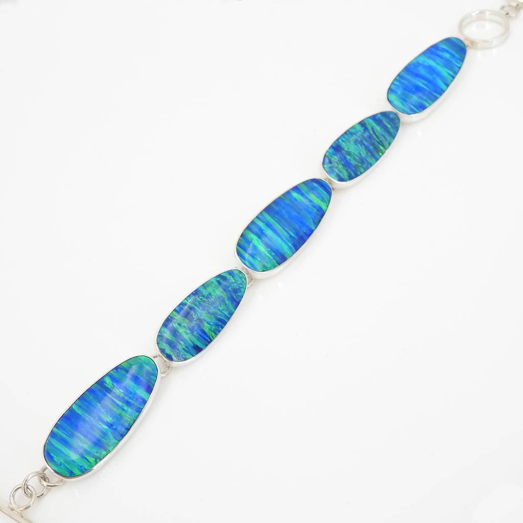S/S Created Lab Opal Bracelet