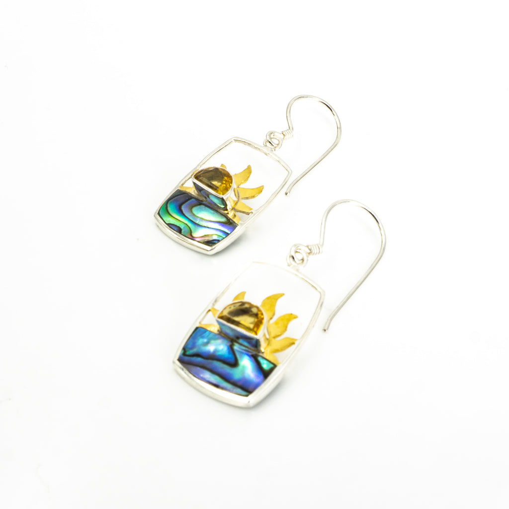 S/S Sun W Citrine and Abalone Earring
