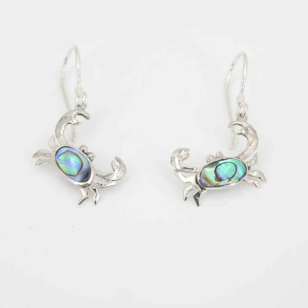 Sterling Silver Crab Abalone Earrings