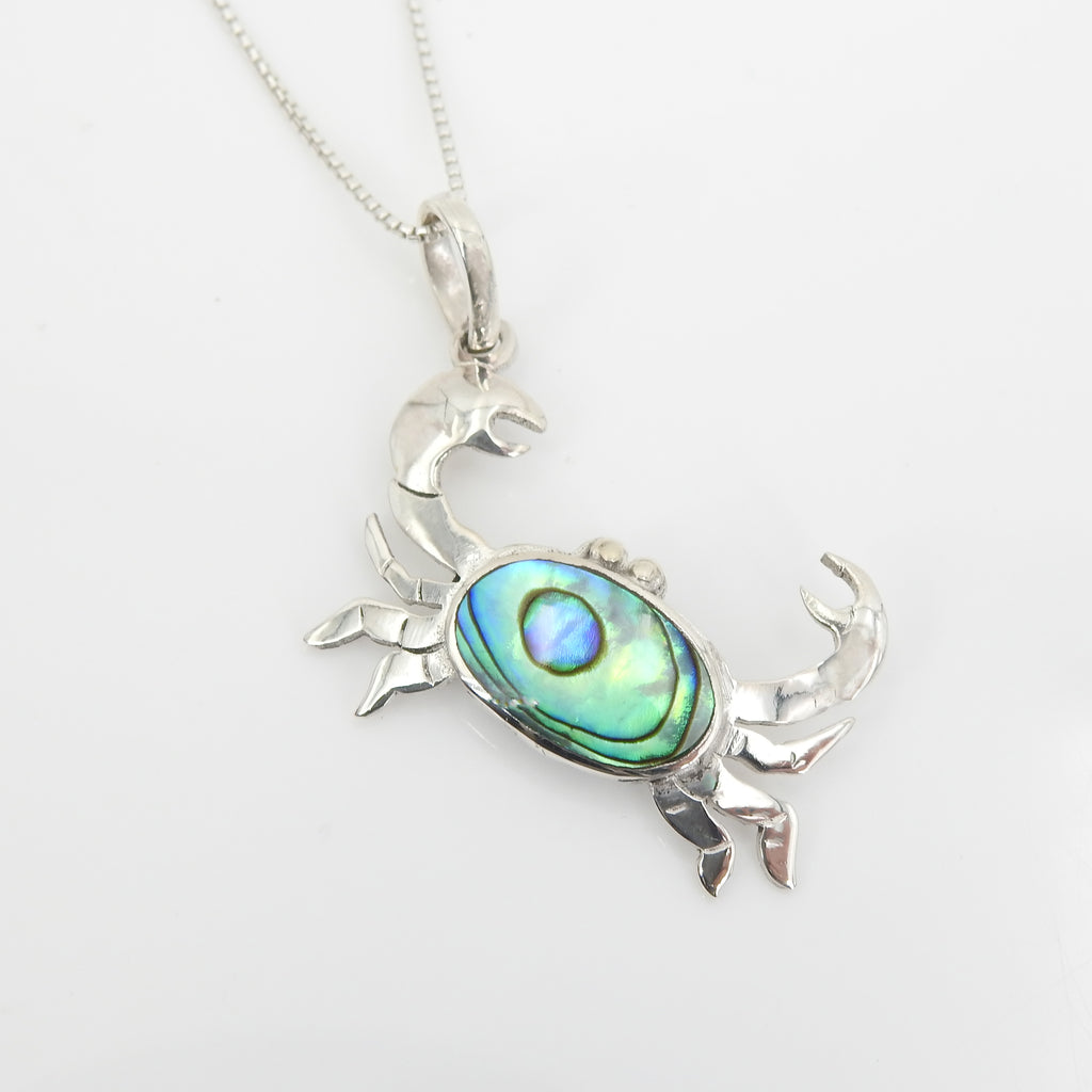 Sterling Silver Crab Shell Abalone Pendant