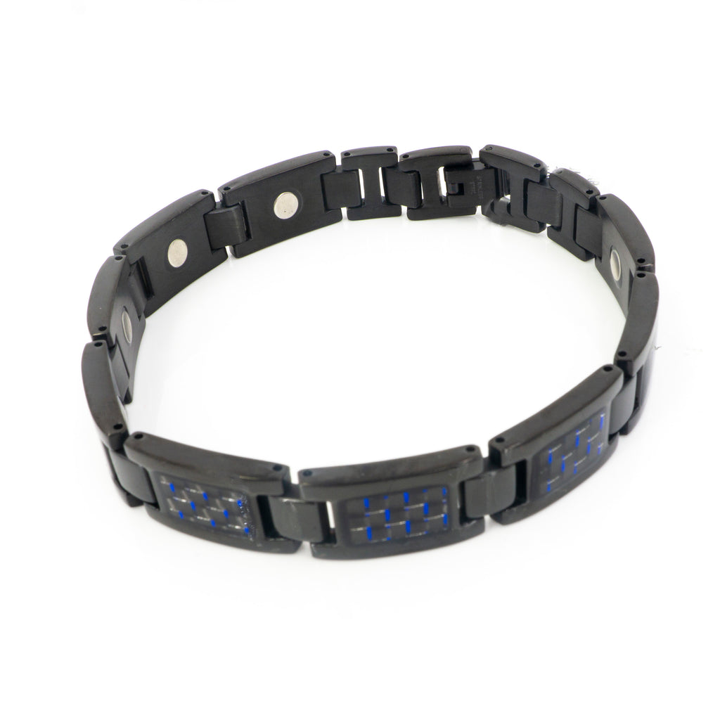 Stainless Steel Blue Link Mens Bracelet