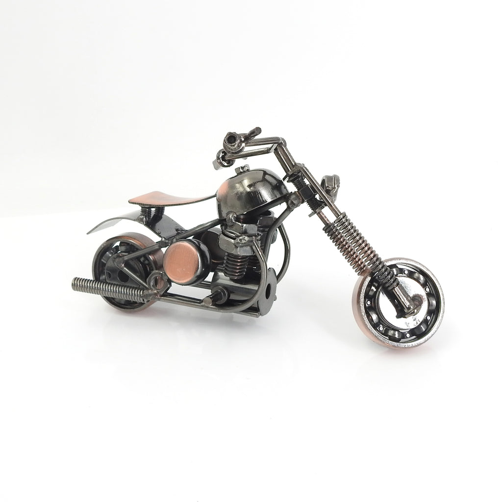Bronze Color Small Steel Motorcycle Sculpture