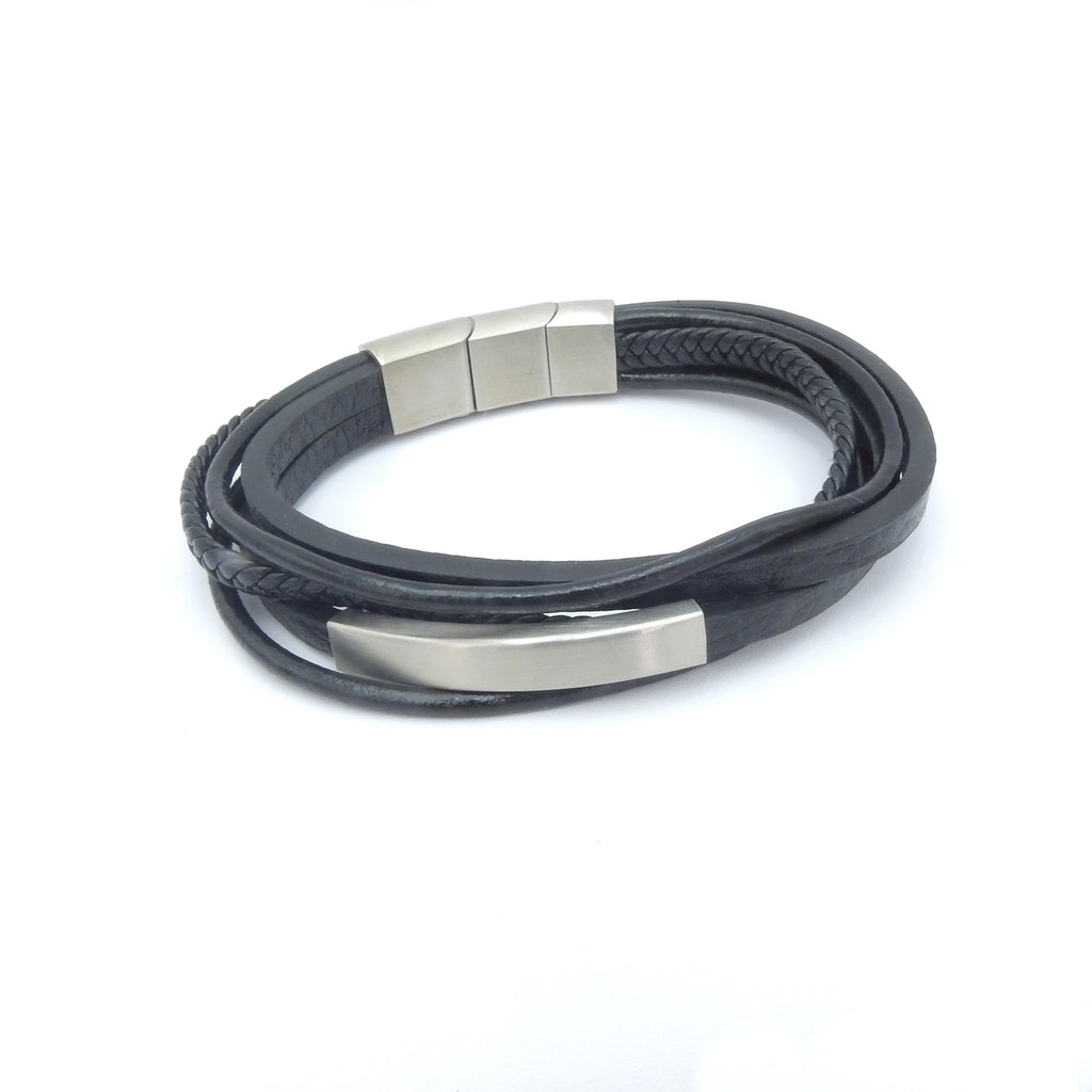 Stainless Steel & Leather Bracelet