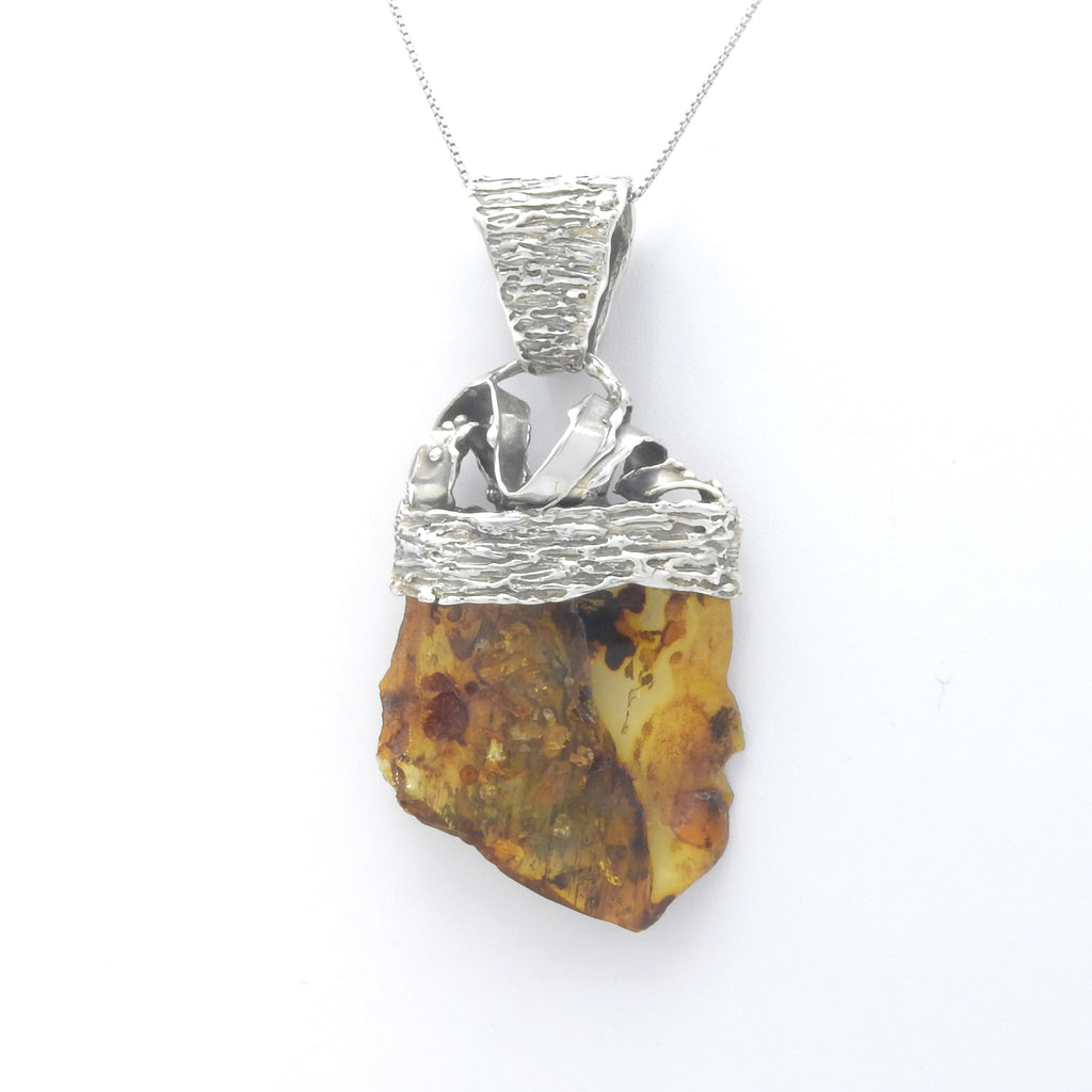 Sterling Silver Free Form Amber Pendant