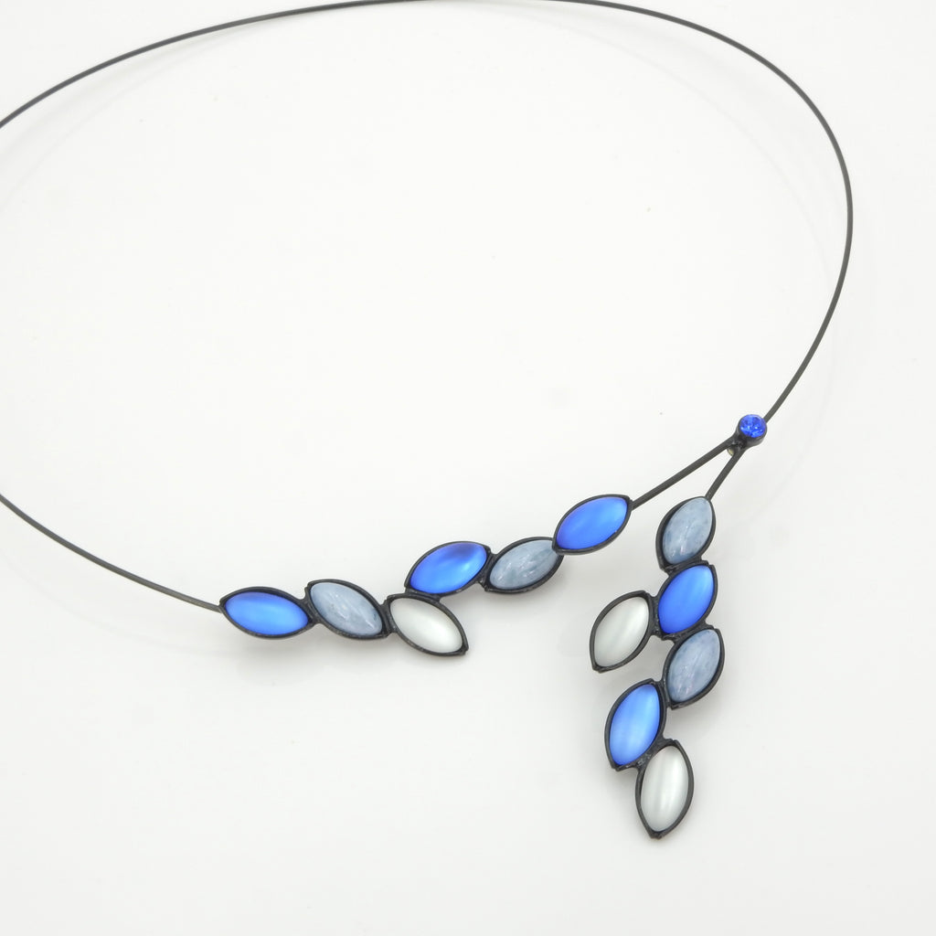 Cascading Blue Memory Wire Necklace