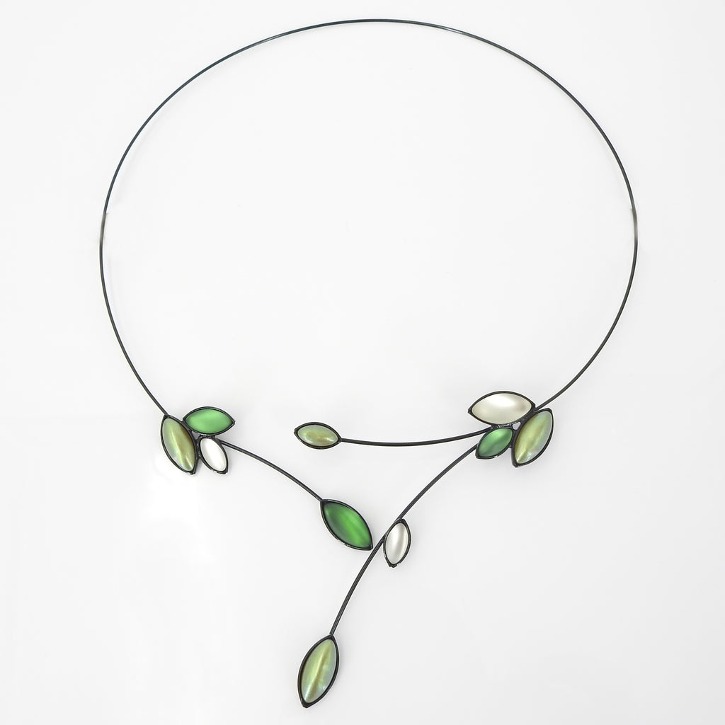 Leaves W Branches Memory Wire Necklace