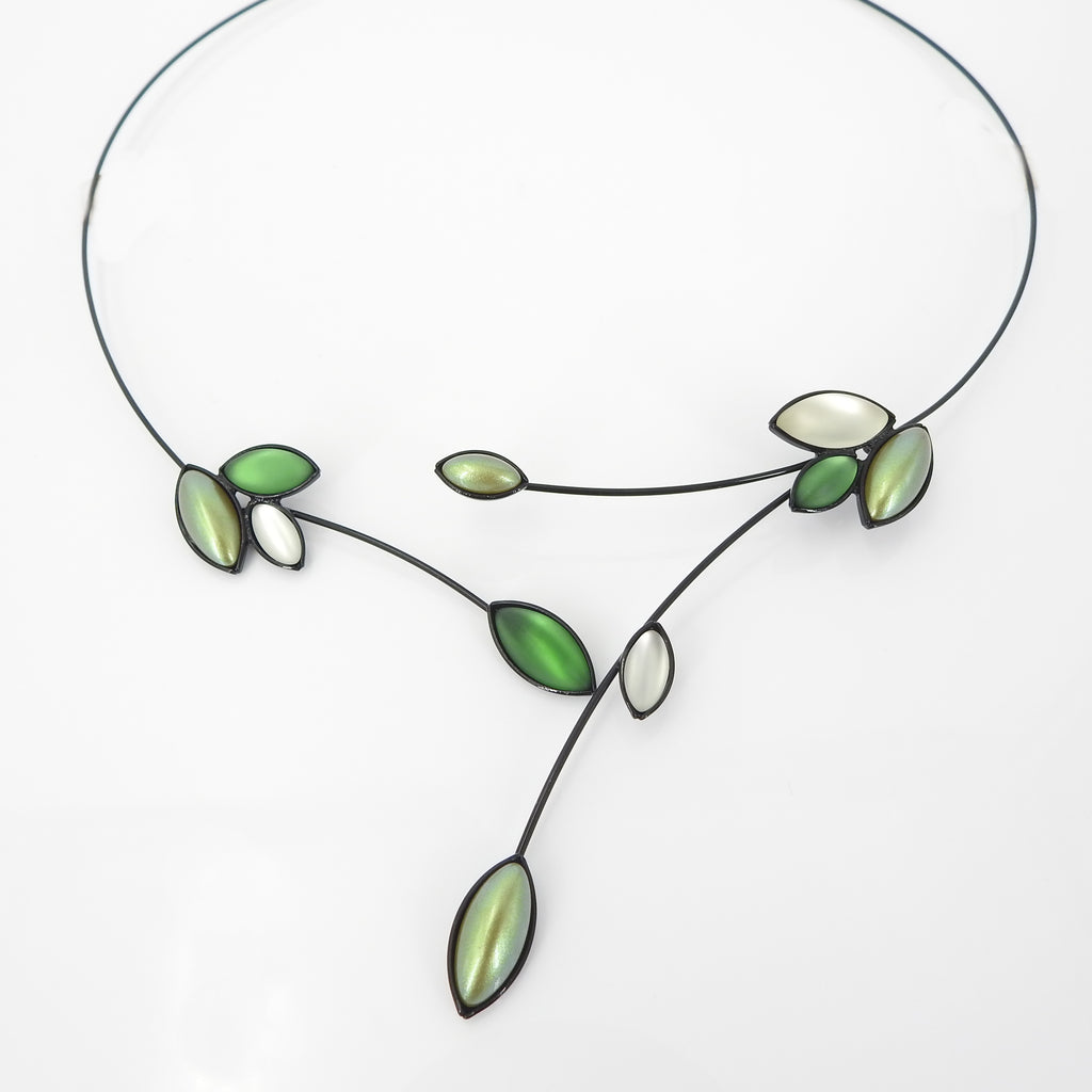 Leaves W Branches Memory Wire Necklace