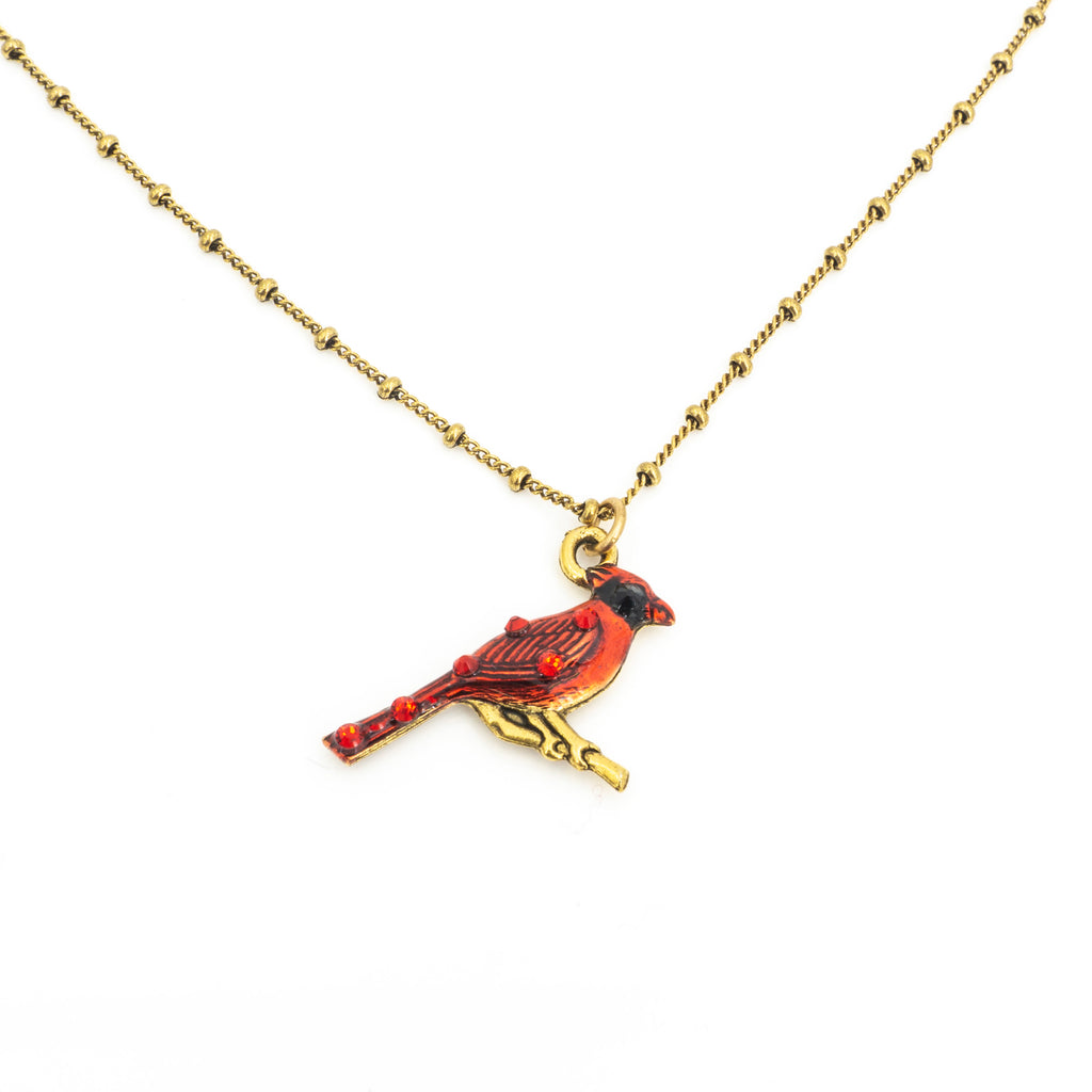 Enameled Cardinal Necklace