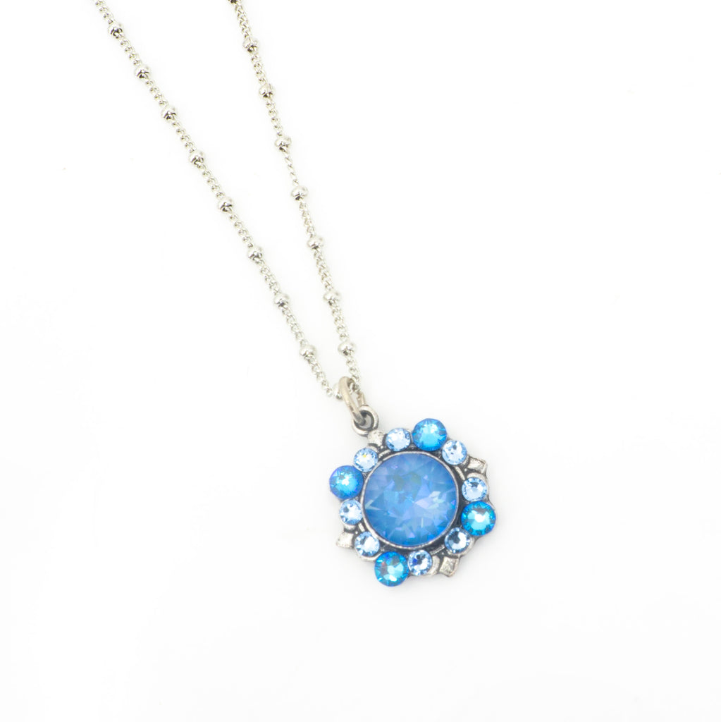 Blue Flower Crystal Necklace