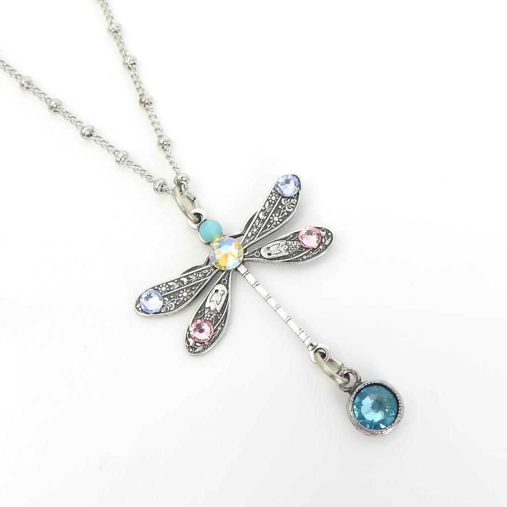 Dragonfly & Crystal Vintage Inspired Necklace