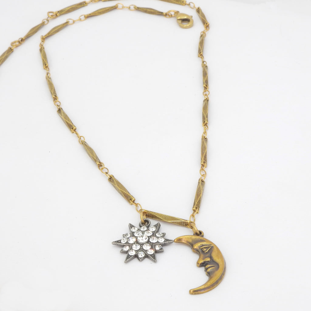 Moon & Star w/ Crystal Necklace