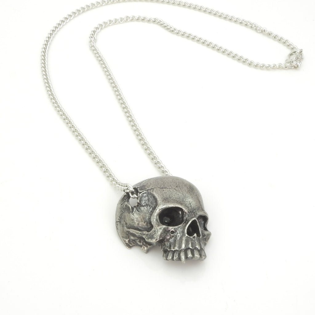 English Pewter Large Skull Necklace