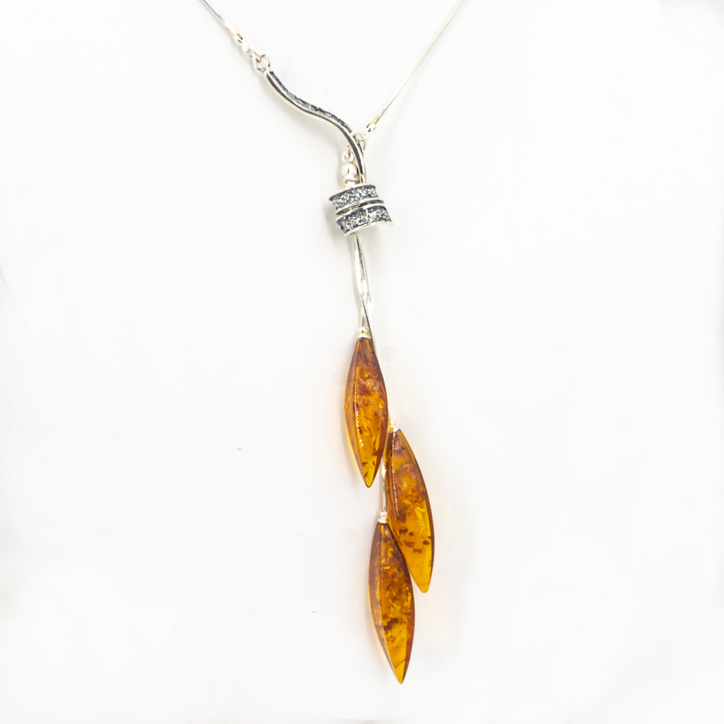 S/S Amber W Spiral Necklace