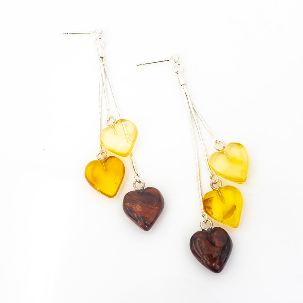 S/S Amber Heart Earrings