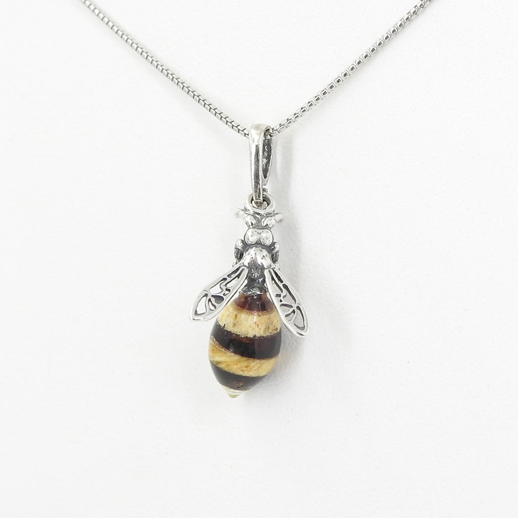 Sterling Silver Amber Bee Pendant