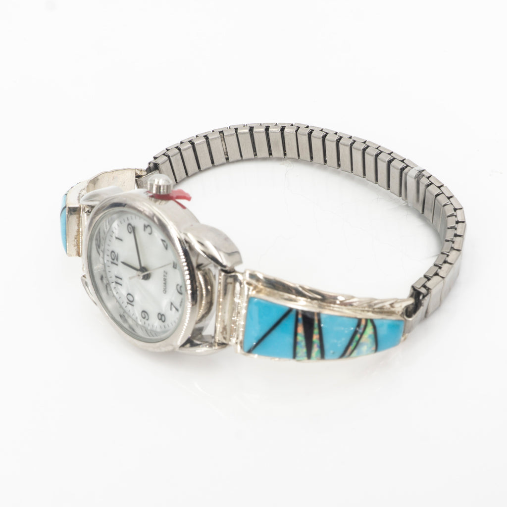 S/S Watch W Turquoise Opal Inlay