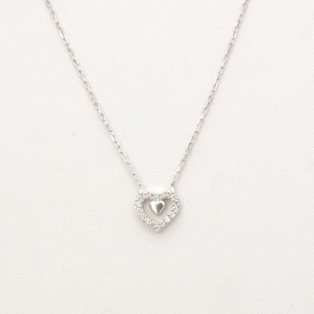 Sterling Silver Small CZ Heart Necklace