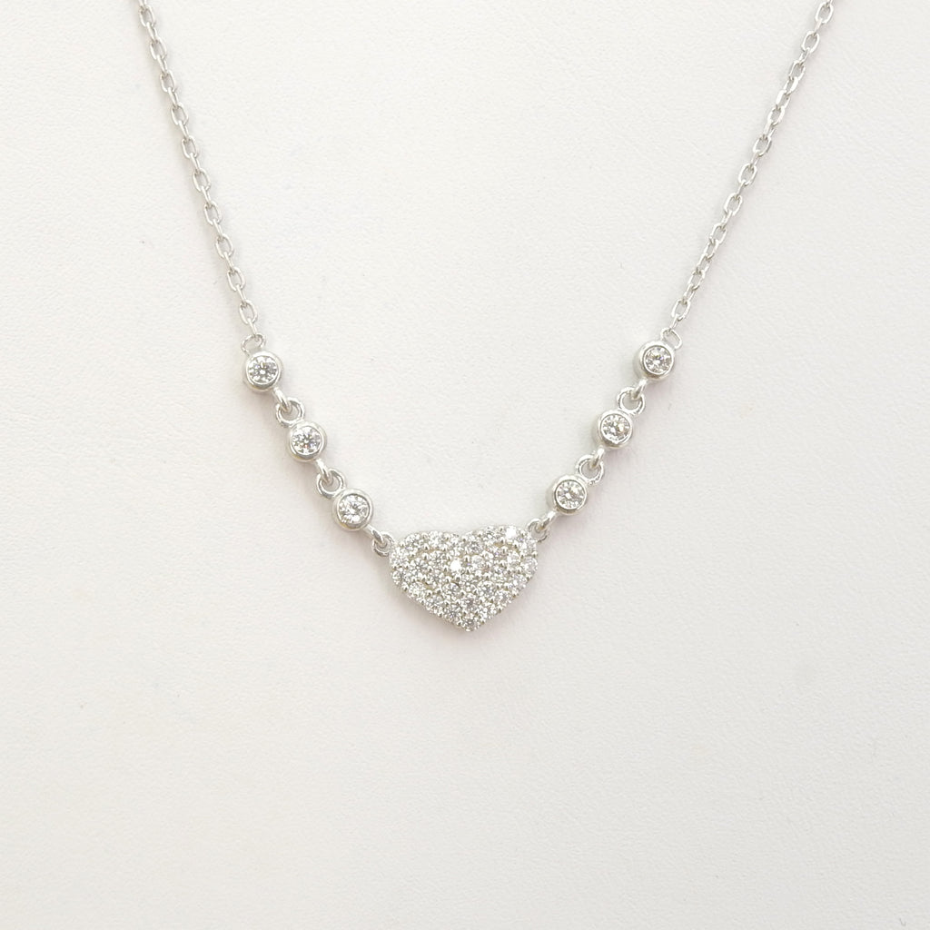 Sterling Silver CZ Heart Necklace