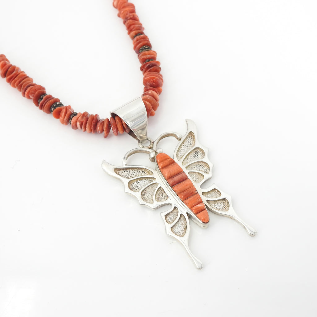 Sterling Silver Spiny Oyster Butterfly Necklace