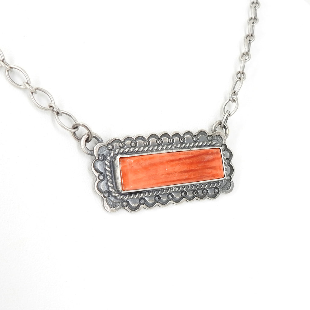 Sterling Silver Navajo Spiny Oyster Coral Necklace
