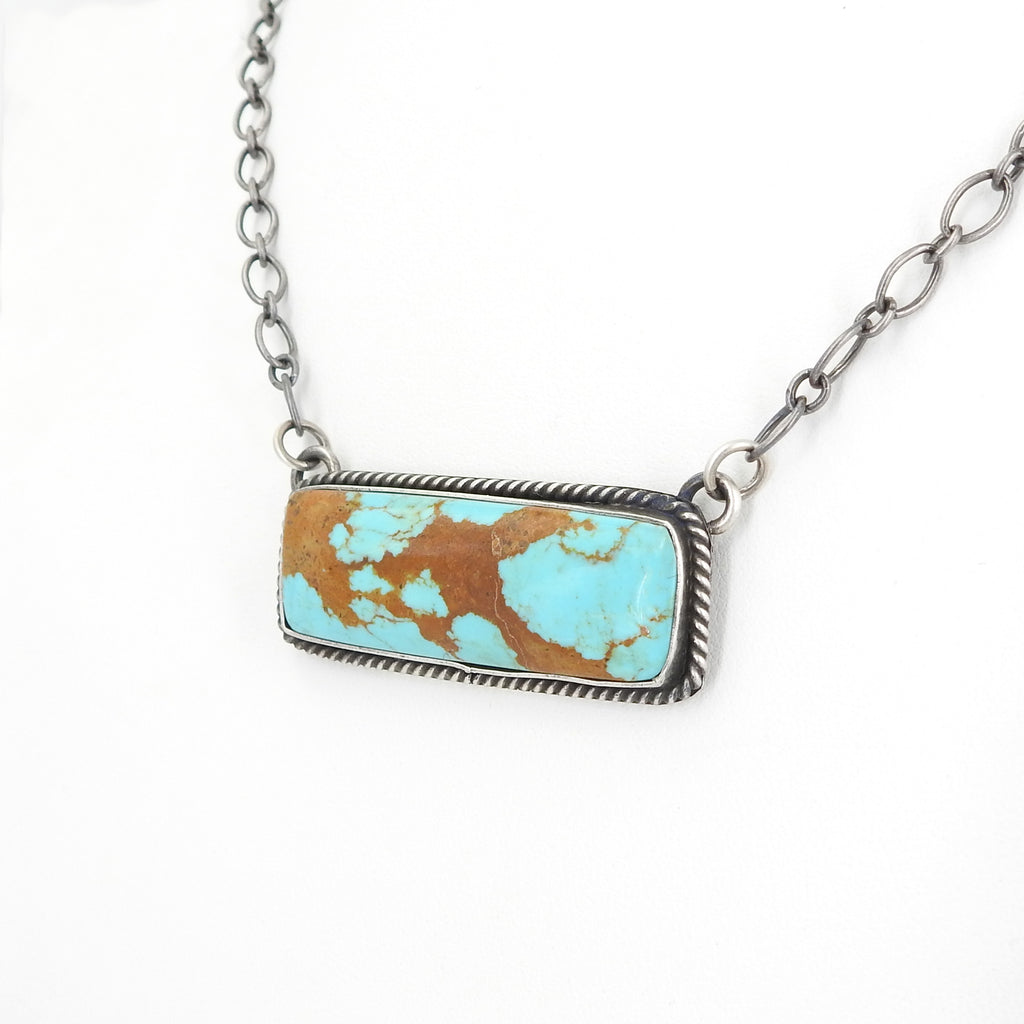 Sterling Silver Native American Turquoise Bar Necklace