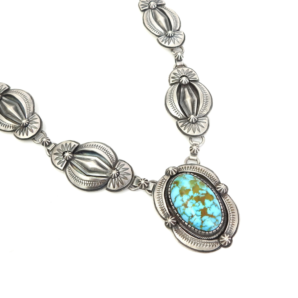 Sterling Silver Navajo Statement Necklace w/ Turquoise