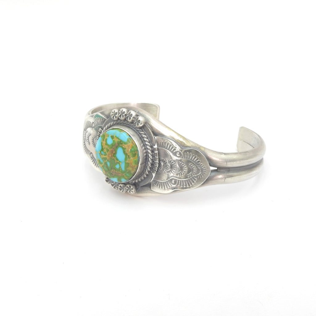 Sterling Silver Native American Kingman Turquoise Cuff Bracelet