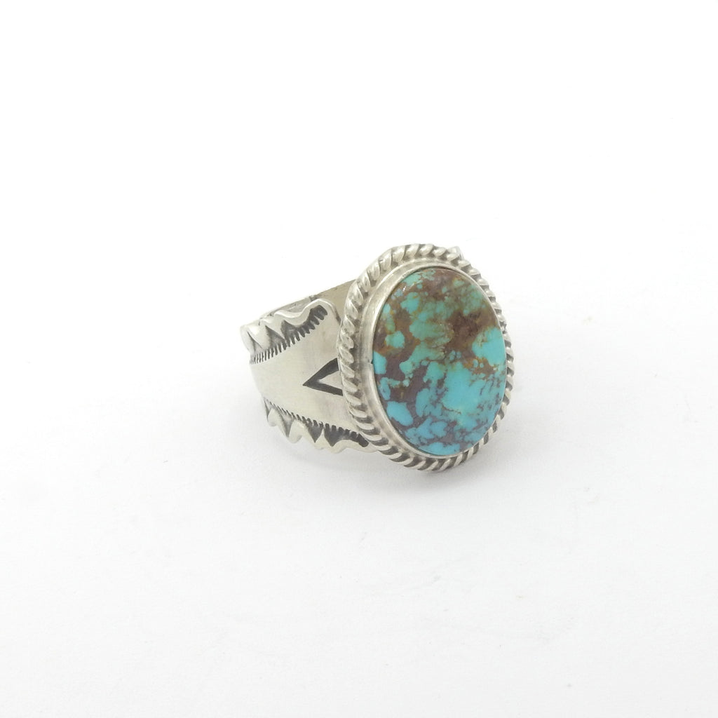 Sterling Silver Native American Kingman Turquoise Ring Size 10