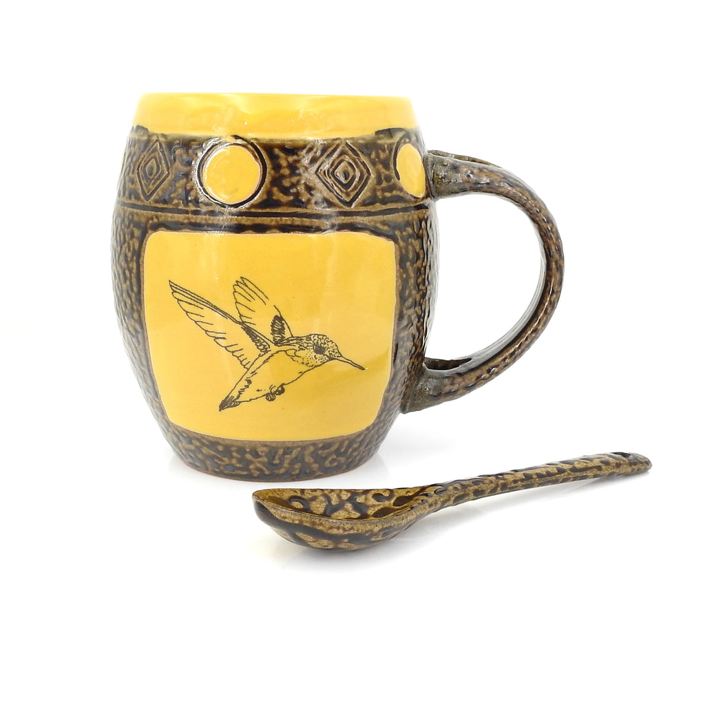 Yellow Hummingbird Mug w/ Spoon