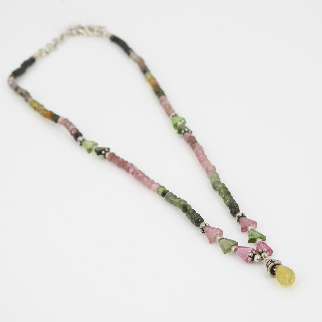 Sterling Silver Mixed Tourmaline Beaded Necklace
