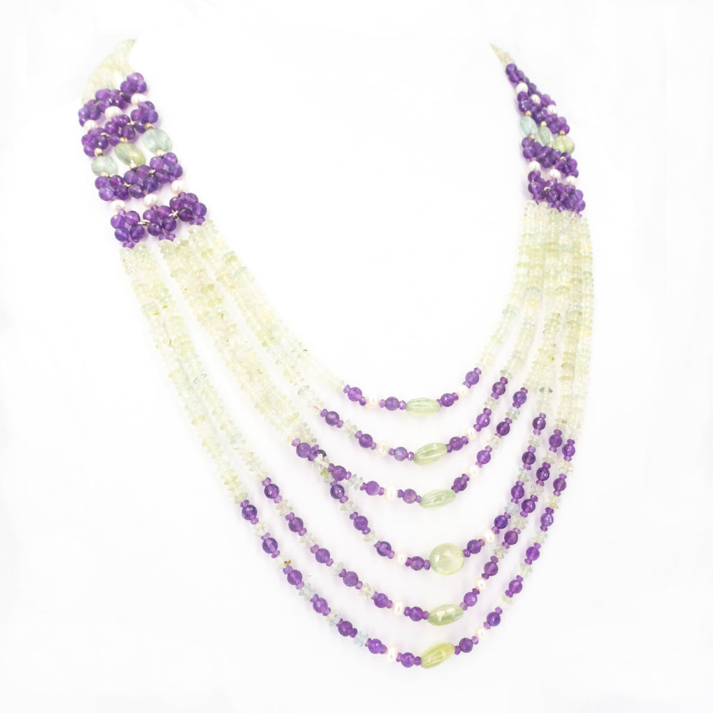 S/S Amethyst Pearl Peridot Necklace