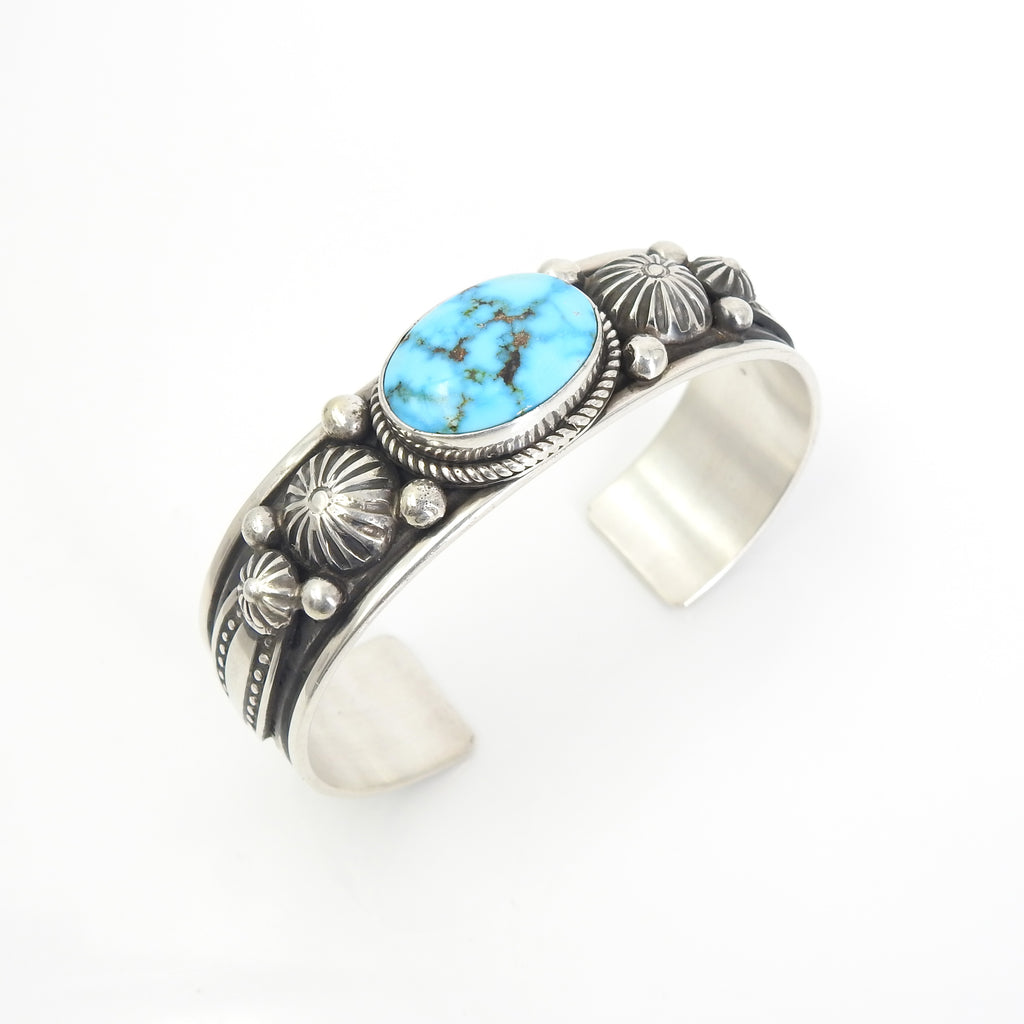 Sterling Silver Navajo Kingsman Turquoise Cuff Bracelet