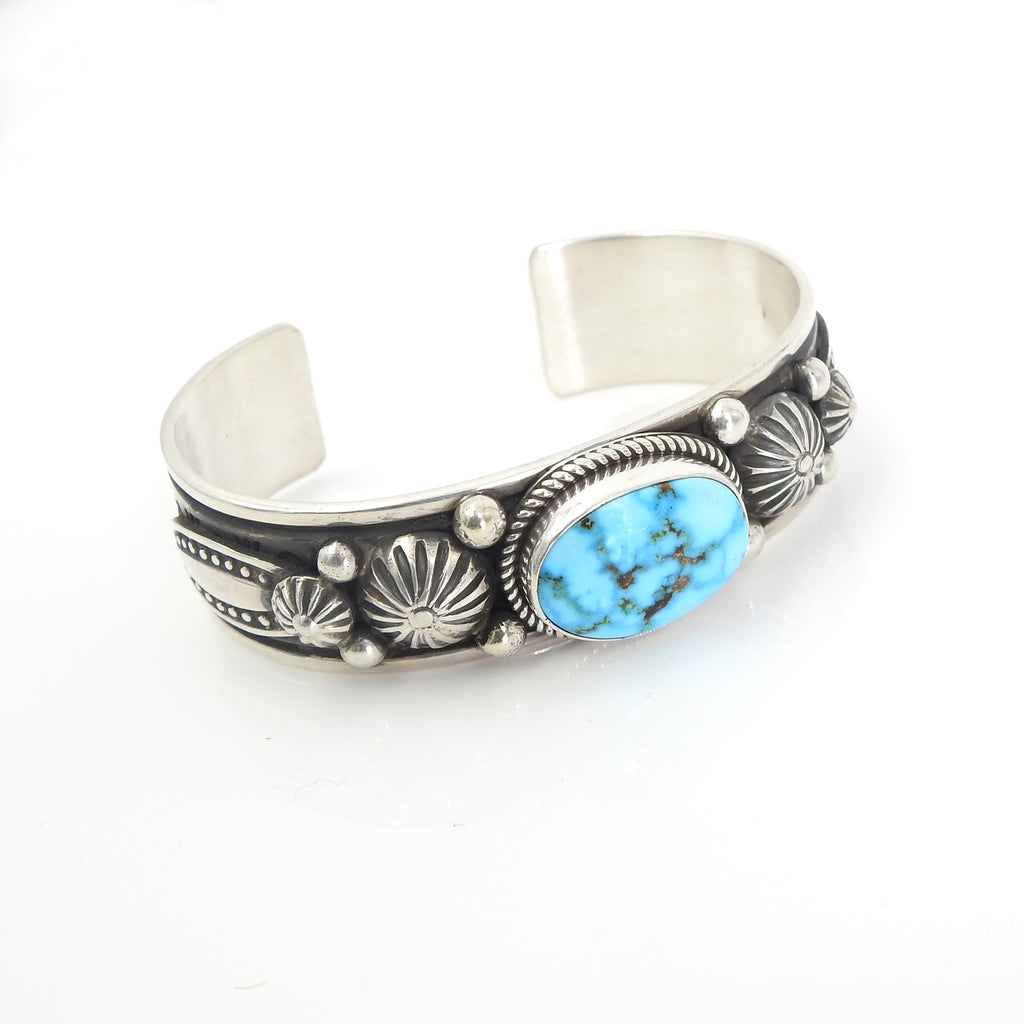 Sterling Silver Navajo Kingsman Turquoise Cuff Bracelet