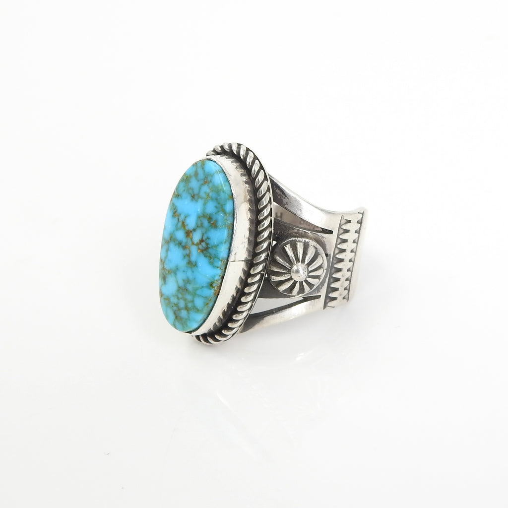 Sterling Silver Navajo Kingsman Turquoise Ring SZ 8.75