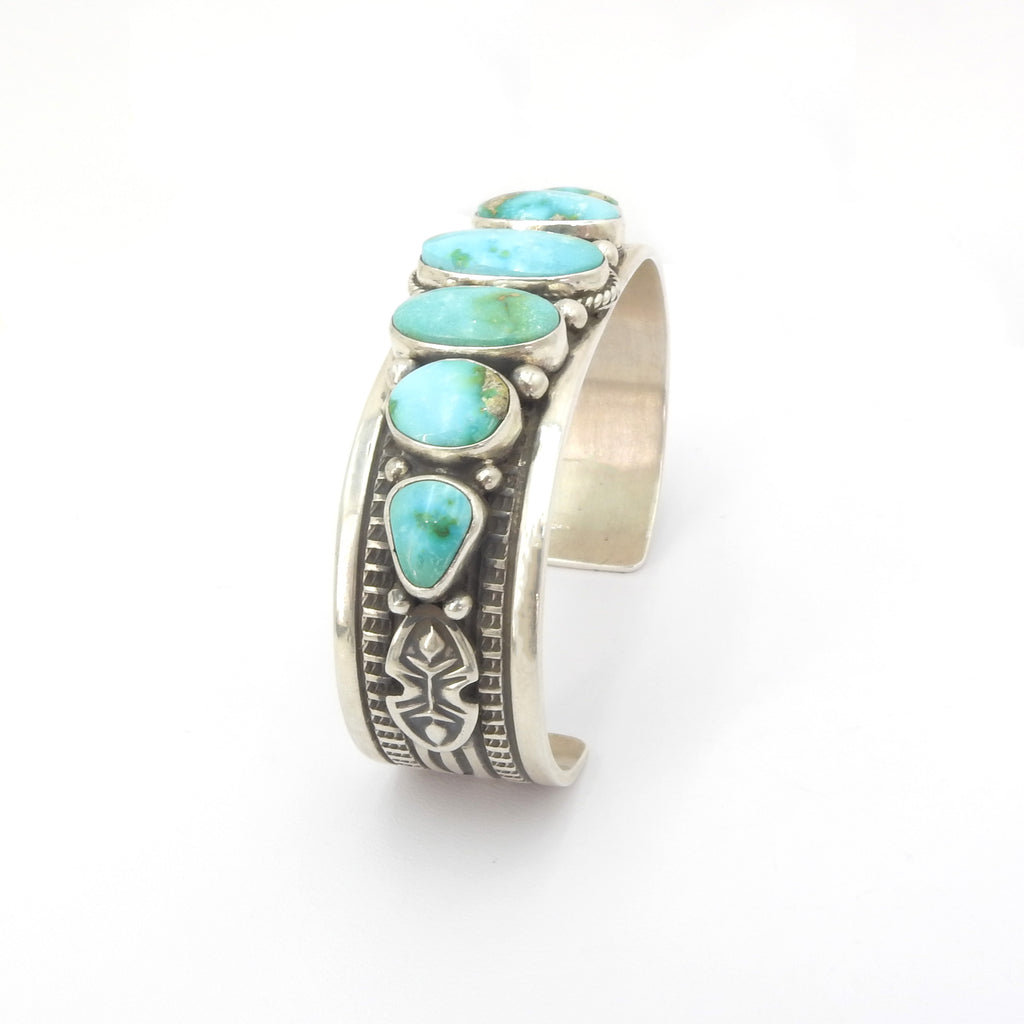 Sterling Silver Navajo Kingman Turquoise Cuff Bracelet