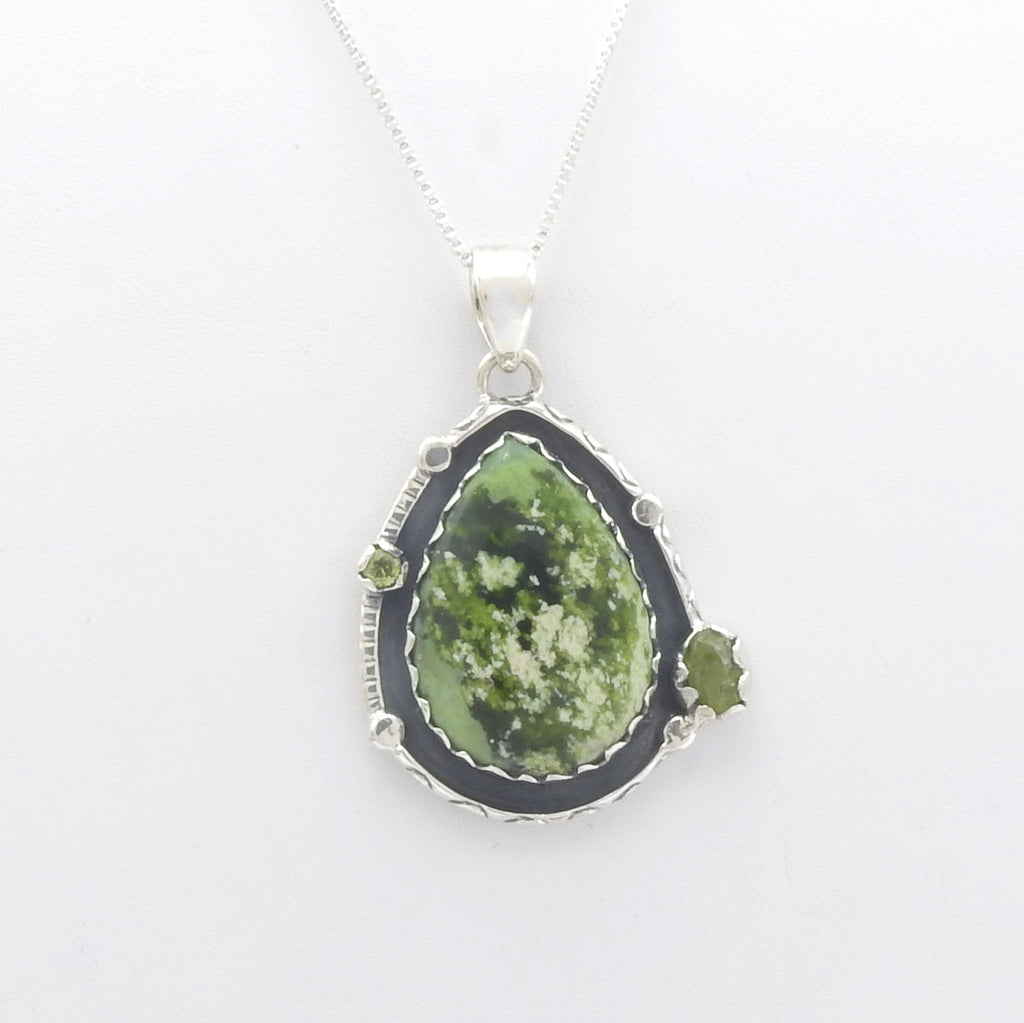 Sterling Silver Chrome Chalcedony & Peridot Pendant