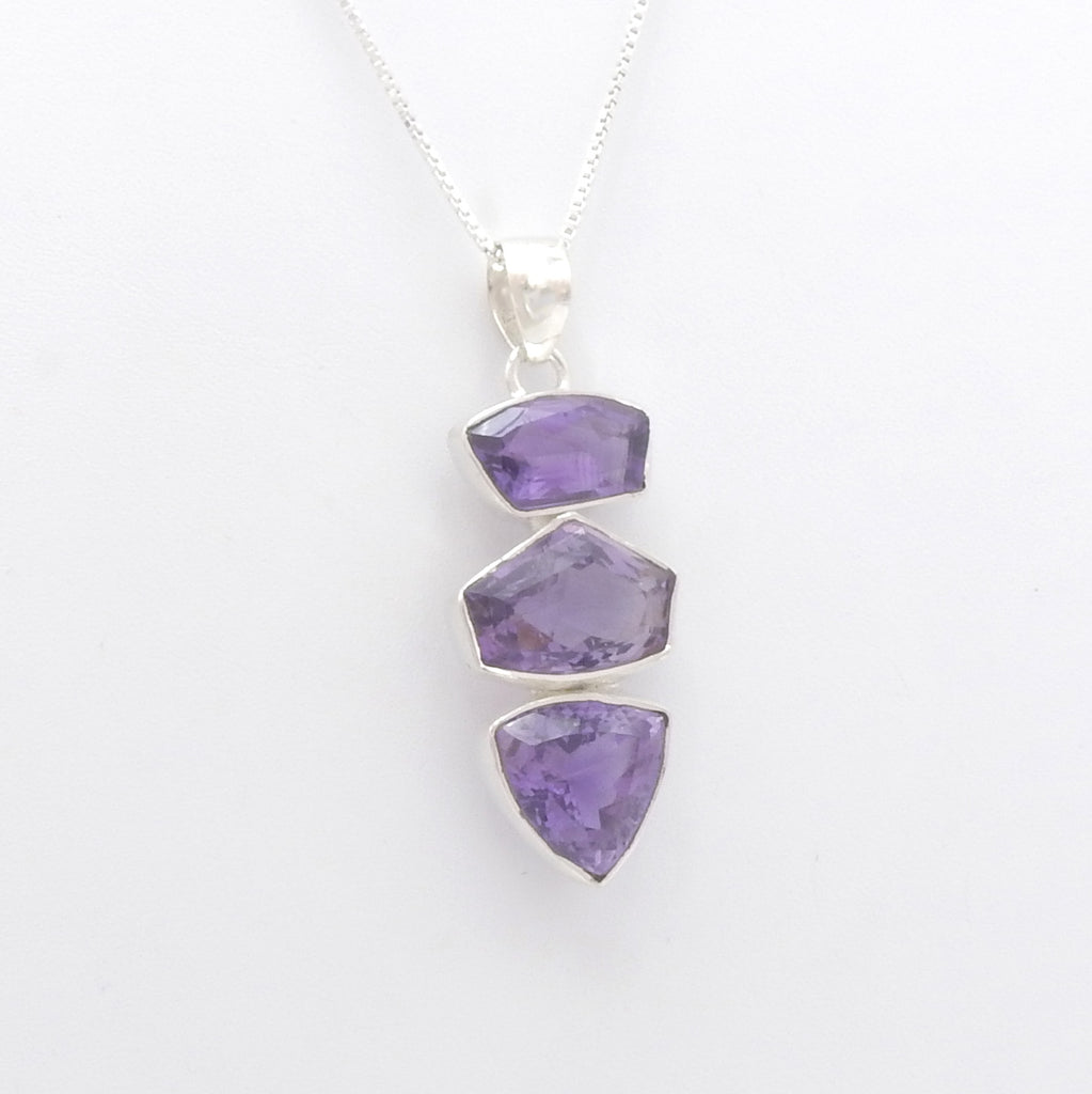 Sterling Silver Faceted Amethyst Pendant