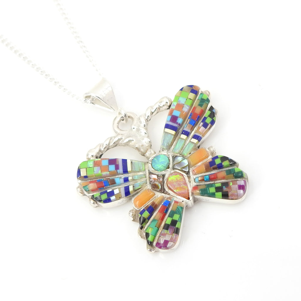 Sterling Silver Inlay Butterfly Pendant