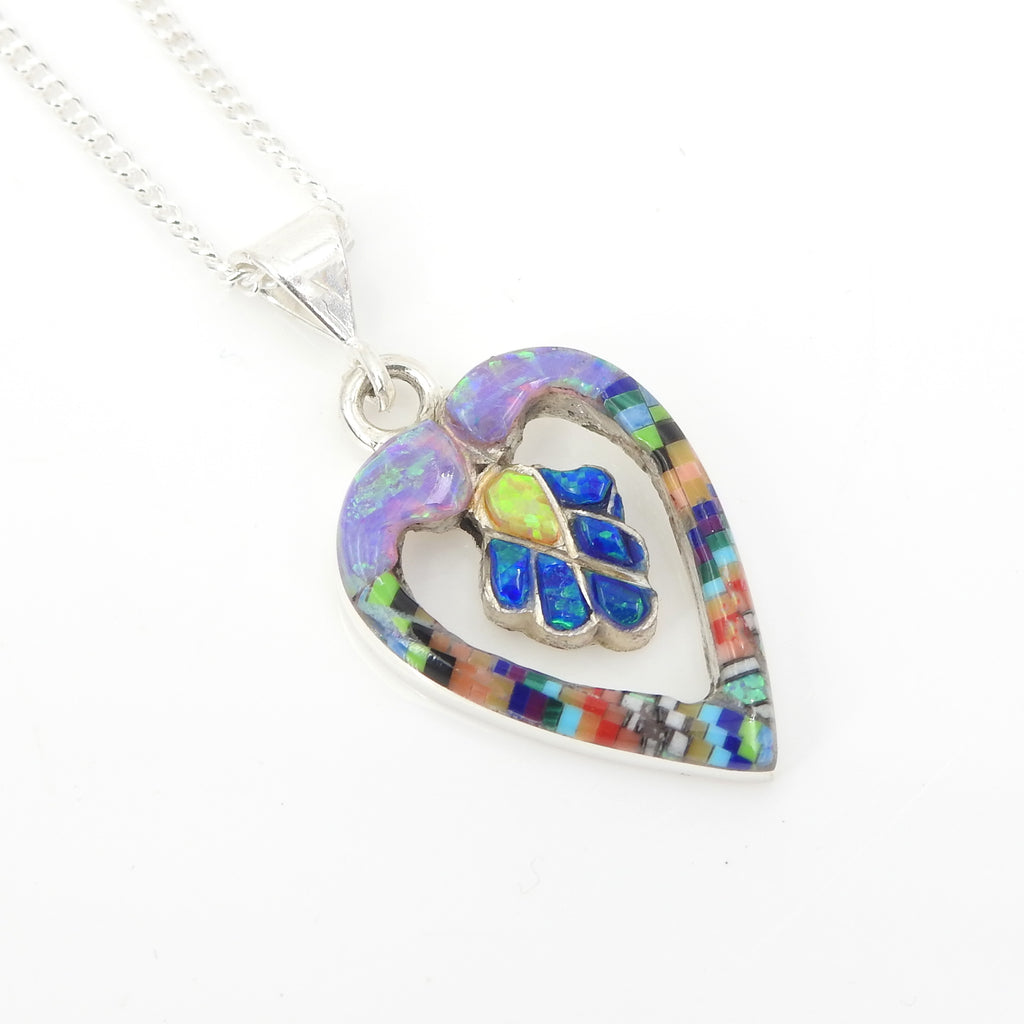 Sterling Silver Inlay Heart Pendant