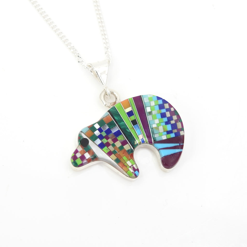 Sterling Silver Bear Inlay Pendant