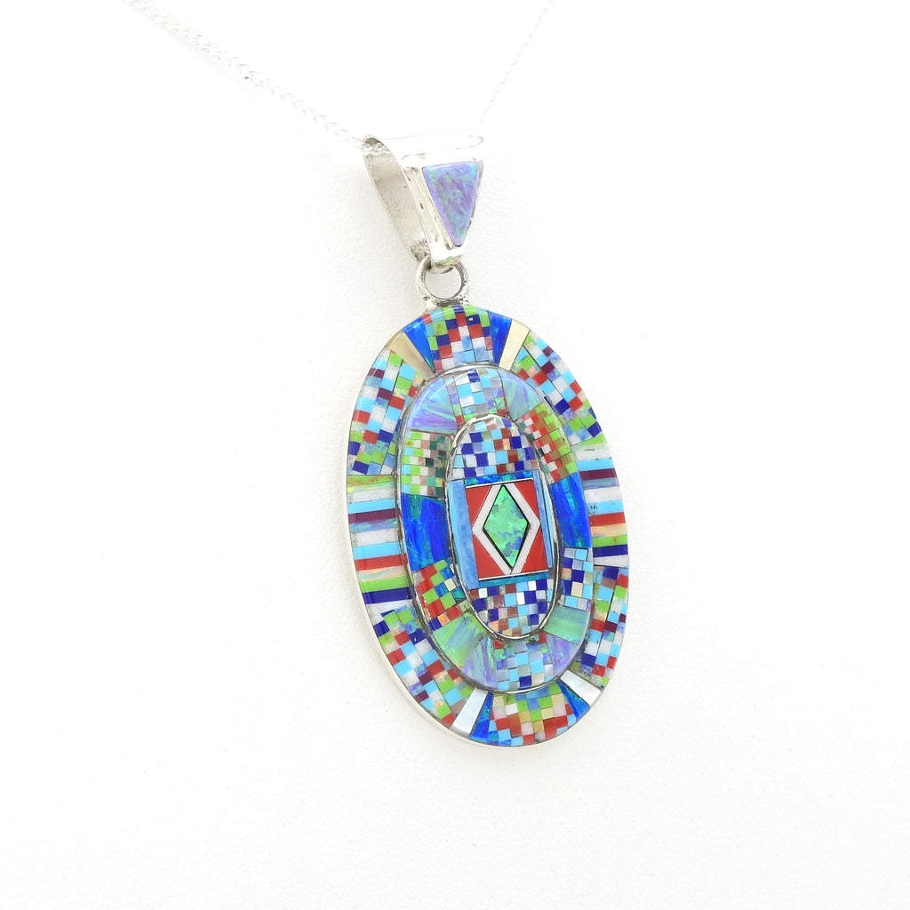 Sterling Silver Multi Layered Inlay Pendant