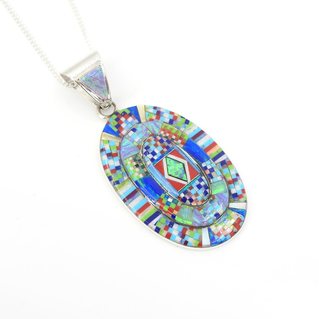 Sterling Silver Multi Layered Inlay Pendant