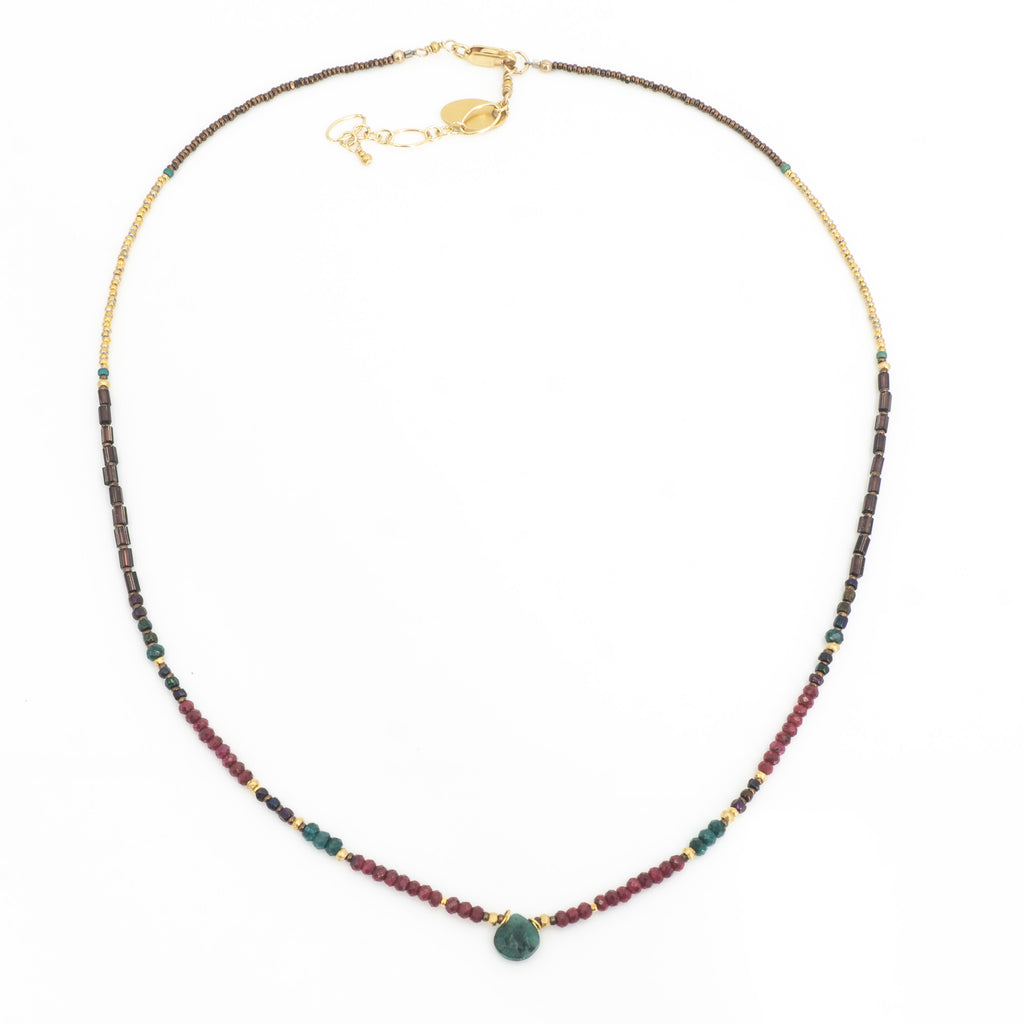 18KT Vermeil Emerald Ruby Necklace