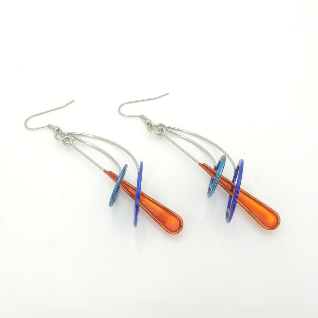 Stainless & Resin Kinetic Drop Earrings