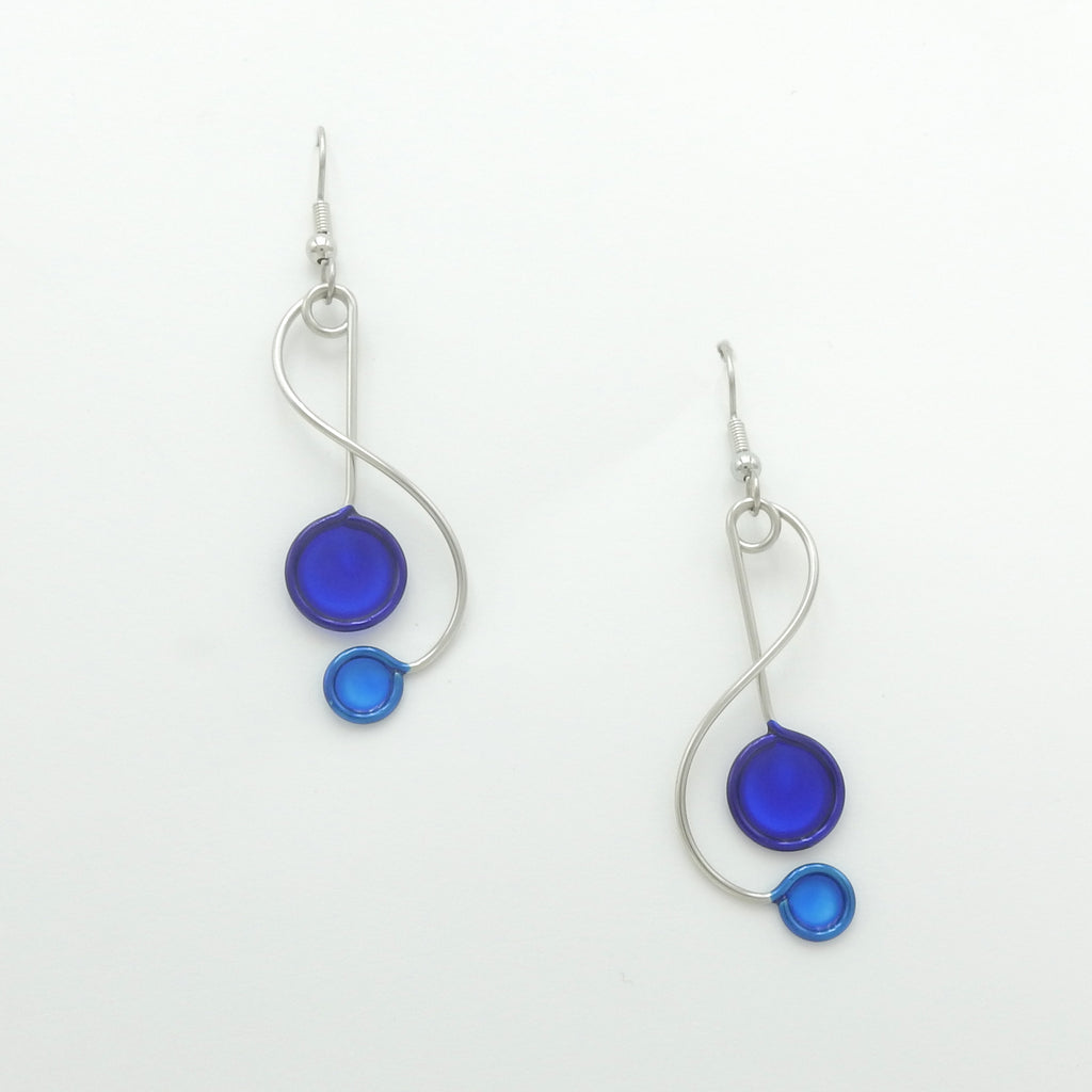Stainless Steel Blue Resin Kinetic Earrings